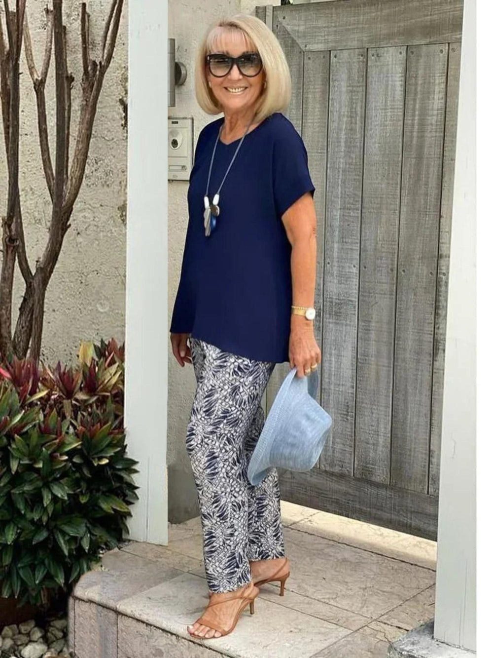 Woman wearing Floral Two-Piece Set — view 2 | Lunova