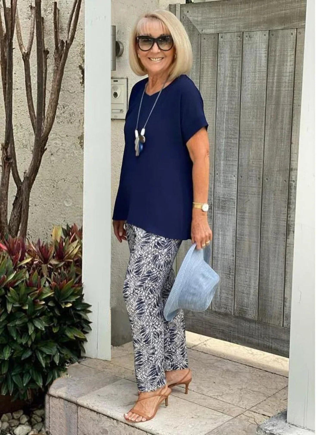 Woman wearing Floral Two-Piece Set — view 2 | Lunova