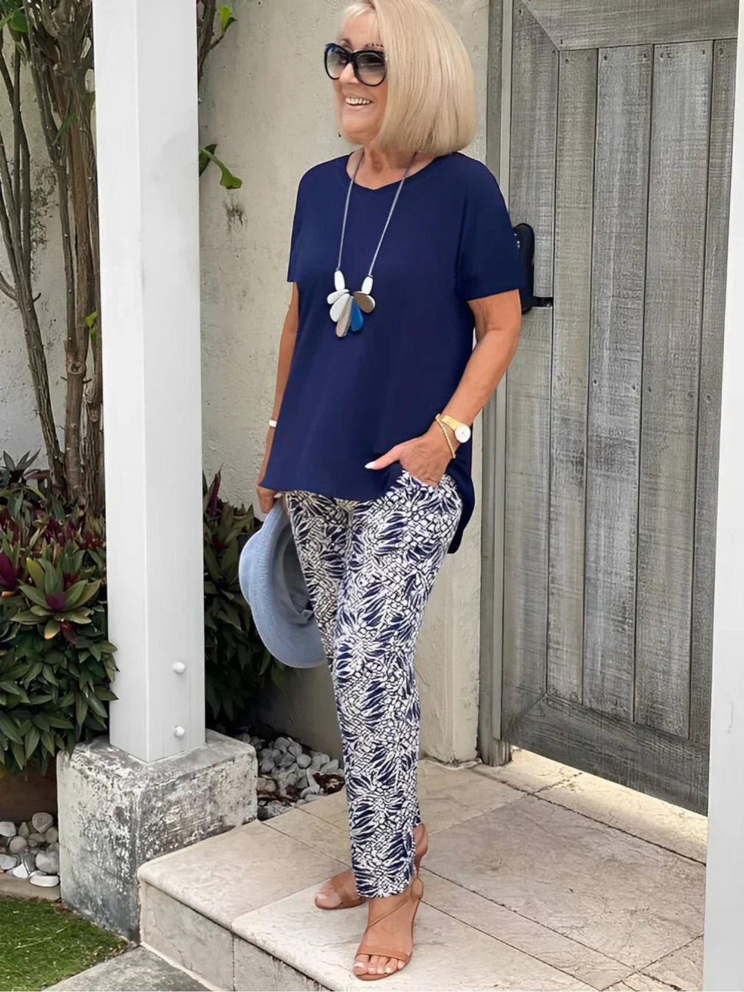 Woman wearing Floral Two-Piece Set | Lunova