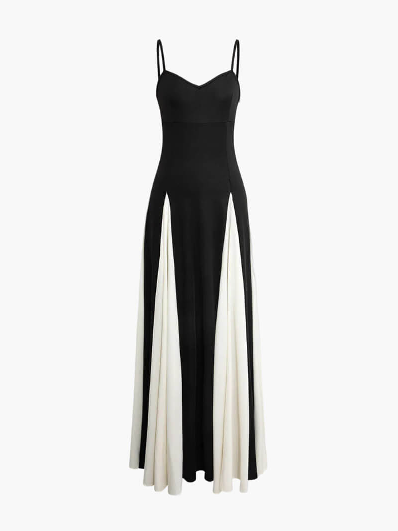Woman wearing Godet Maxi Dress with A-line, full-length — view 2 | Lunova