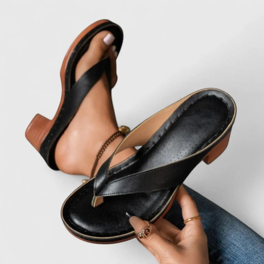 Heeled Thong Sandals with cushioned — view 2 | Lunova