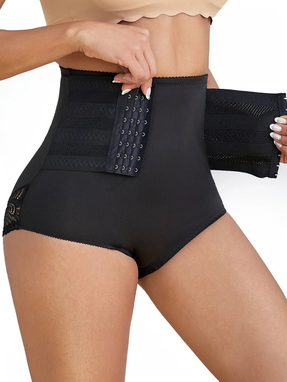 Woman wearing High-Rise Compression Shapewear with high-waist — view 2 | Lunova
