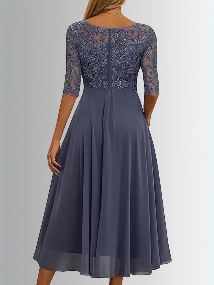Woman wearing Lace Maxi Dress with lace — view 2 | Lunova