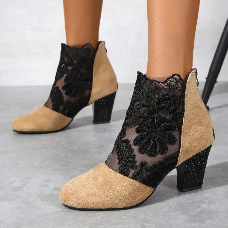Lace Panel Boots with lace | Lunova