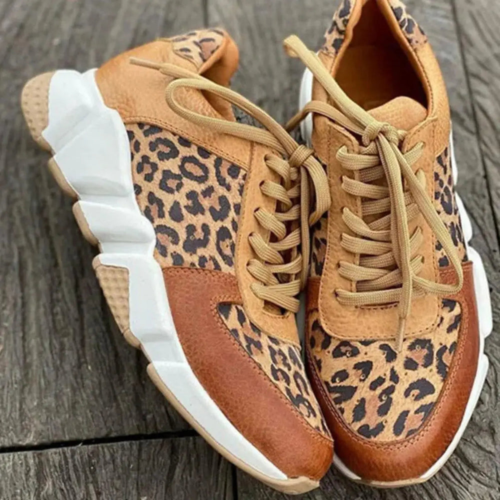 Leopard Print Trainers with lace, lace-up — view 2 | Lunova