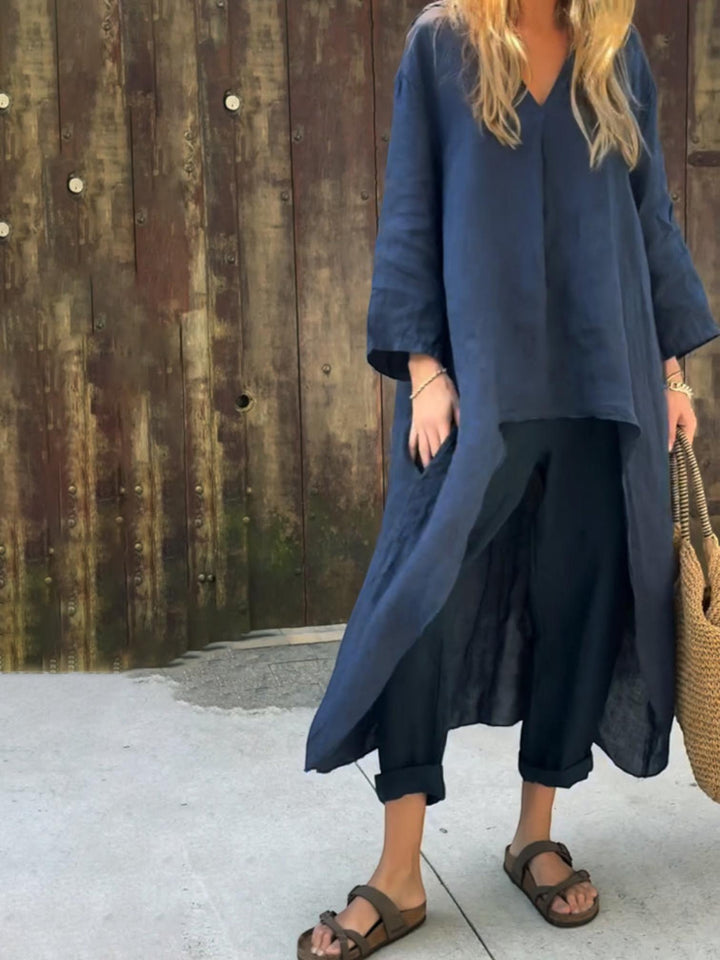 Woman wearing Loose Two-Piece Set with relaxed — view 3 | Lunova