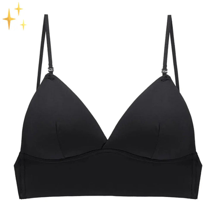 Woman wearing Black Low-Back Bra | Lunova
