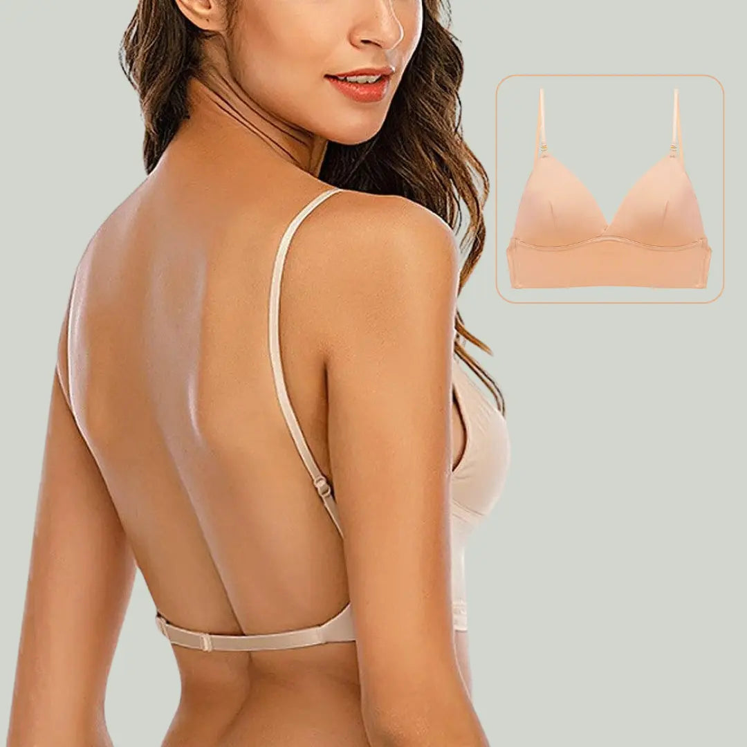 Woman wearing Low-Back Bra | Lunova