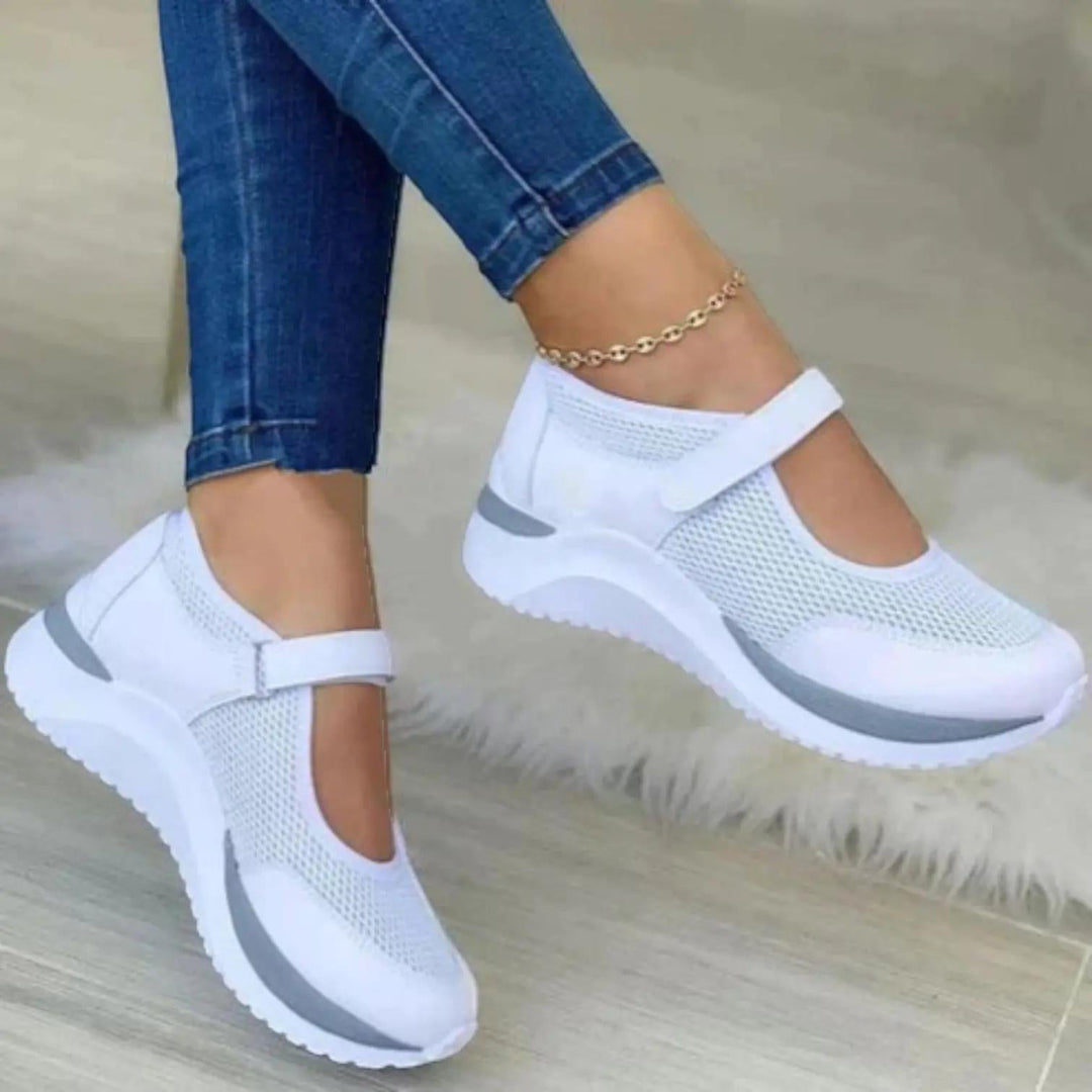 White Mary Jane Trainers with cushioned | Lunova