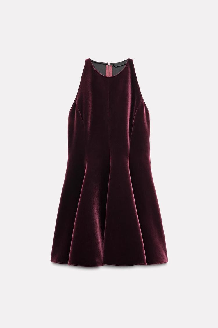 Sleeveless Wide Velvet Short Dress