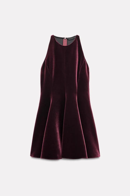 Sleeveless Wide Velvet Short Dress