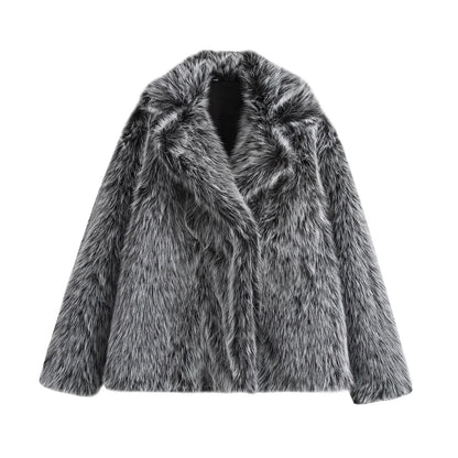 Long-Sleeved faux fur effect Jacket