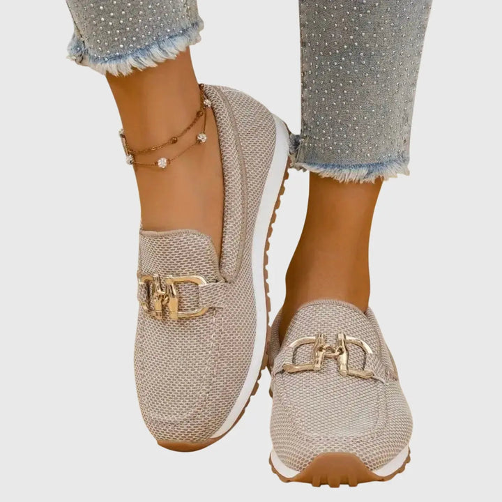 Khaki Cushioned Round-Toe Loafers | Lunova