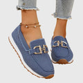 Blue Cushioned Round-Toe Loafers | Lunova