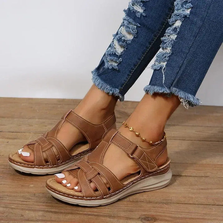 Brown Soft-Sole Strap Sandals | Lunova