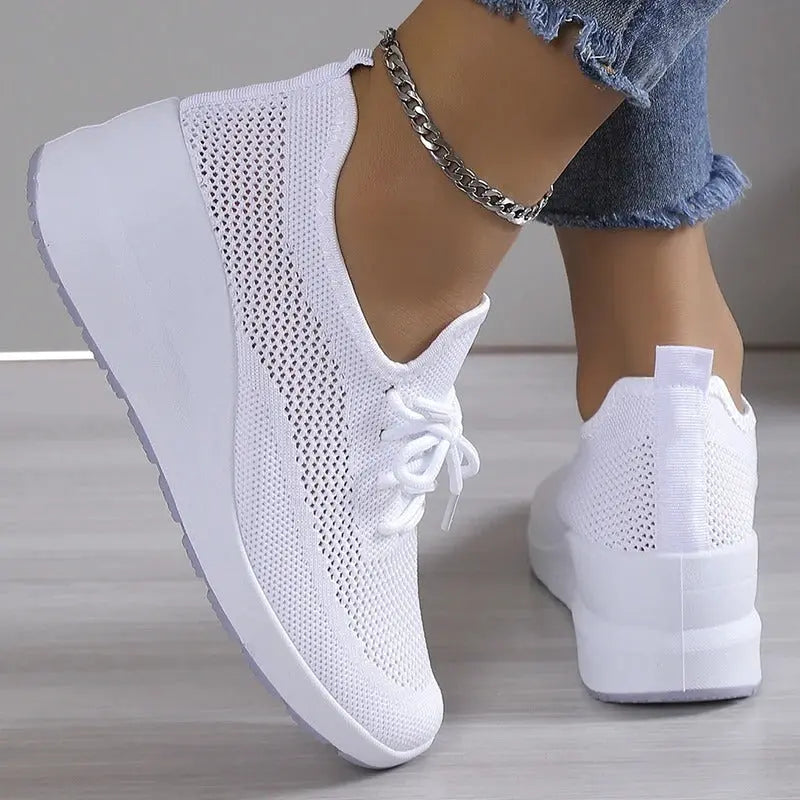 White Easy-Wear Slip-On Trainers | Lunova
