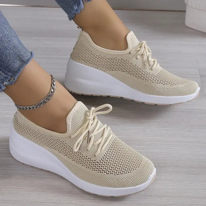 Beige Easy-Wear Slip-On Trainers | Lunova