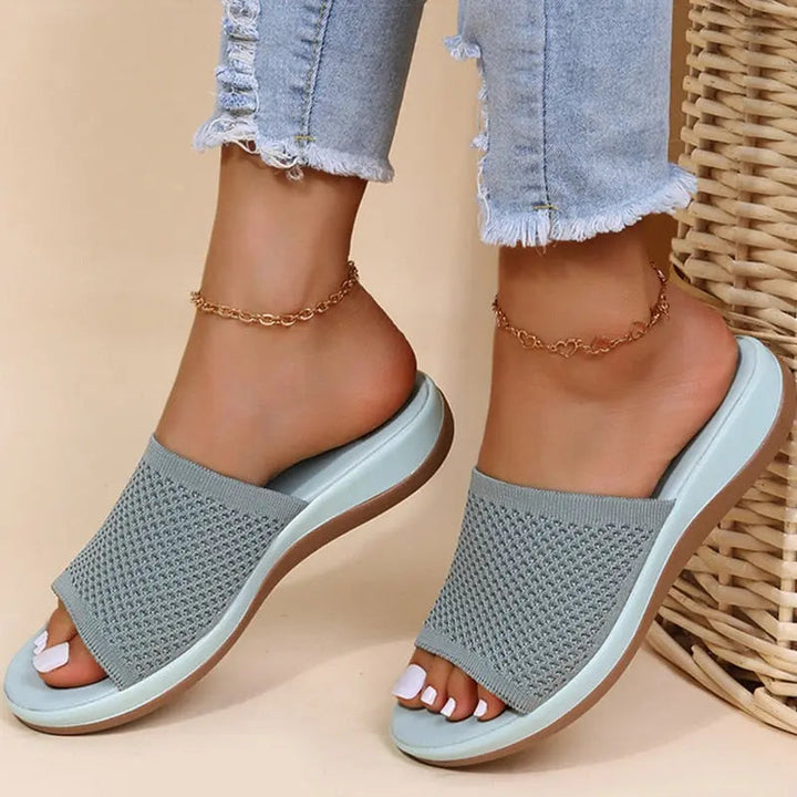 Green Padded Wedge Slides | Lunova