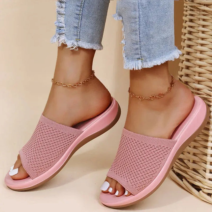 Pink Padded Wedge Slides | Lunova