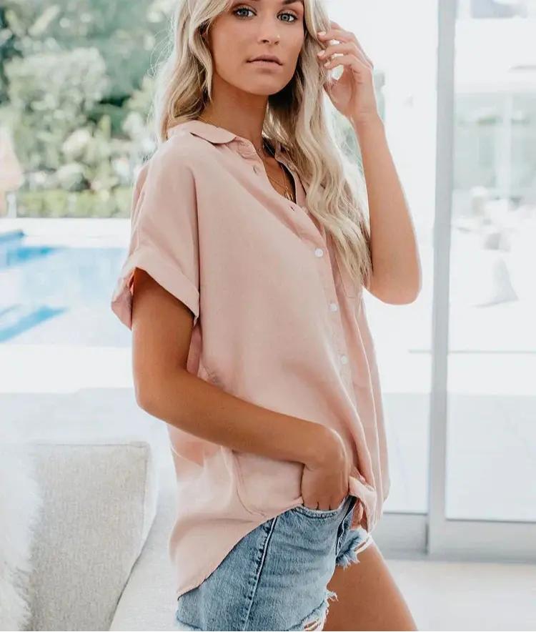 Relaxed Fit Casual Blouse-Lunova Fashion
