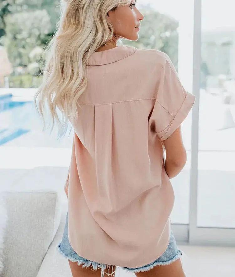 Relaxed Fit Casual Blouse-Lunova Fashion