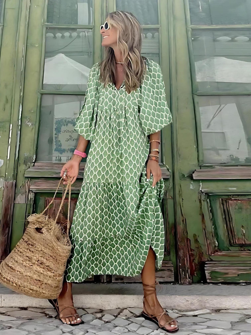 Retro Maxi Dress-Lunova Fashion