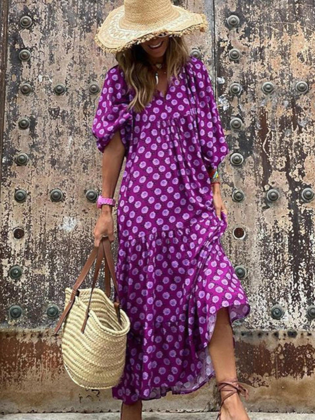 Retro Maxi Dress-Lunova Fashion