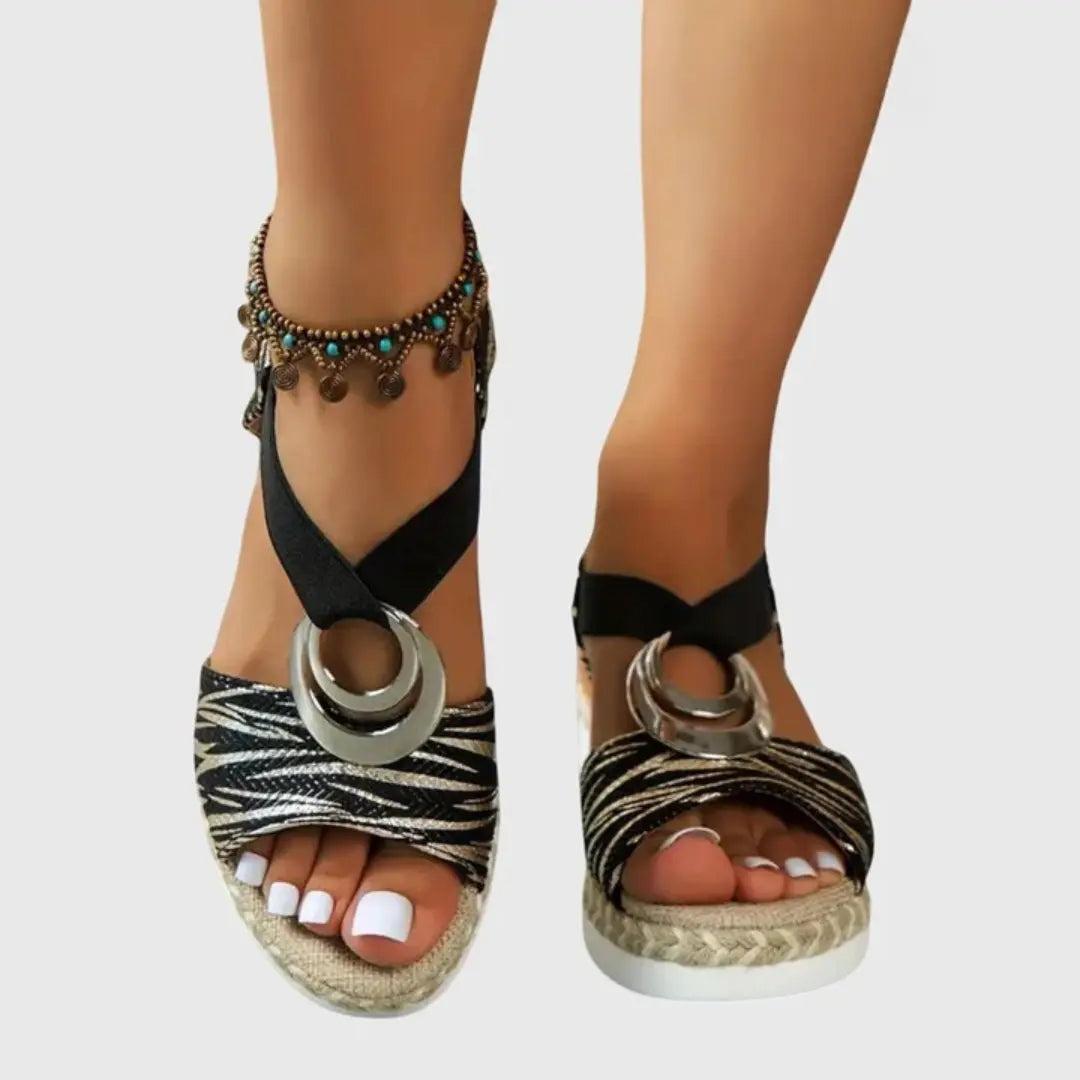 Grey Ring Wedge Sandals