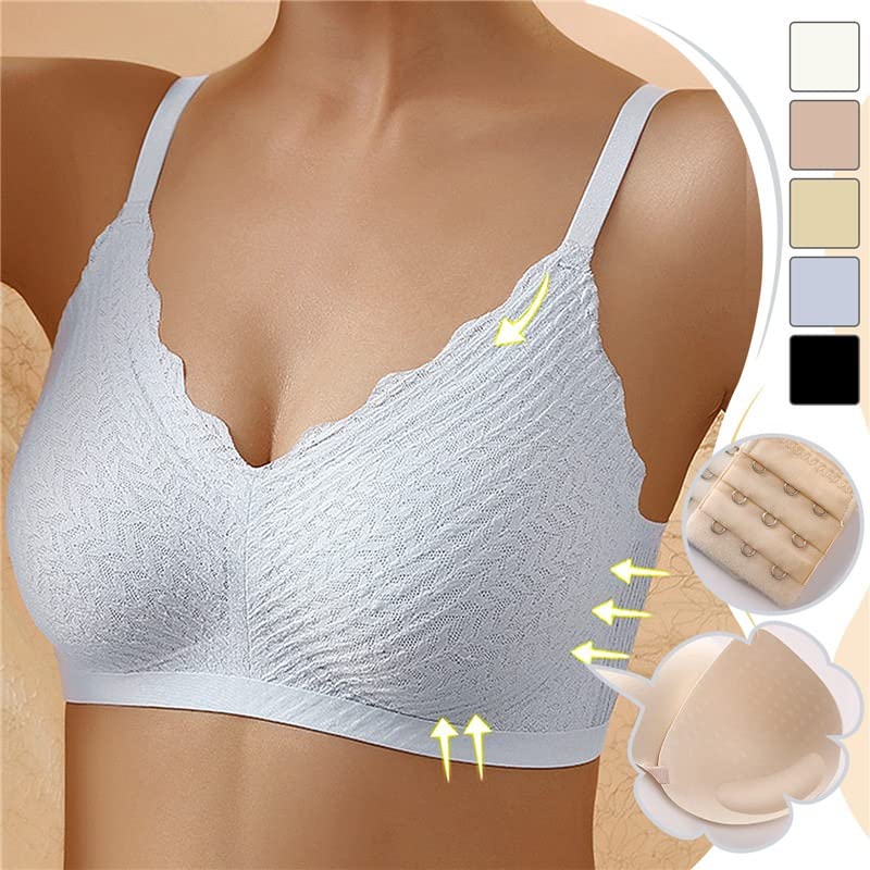 Woman wearing Light Blue Seamless Comfort Bra with comfort | Lunova