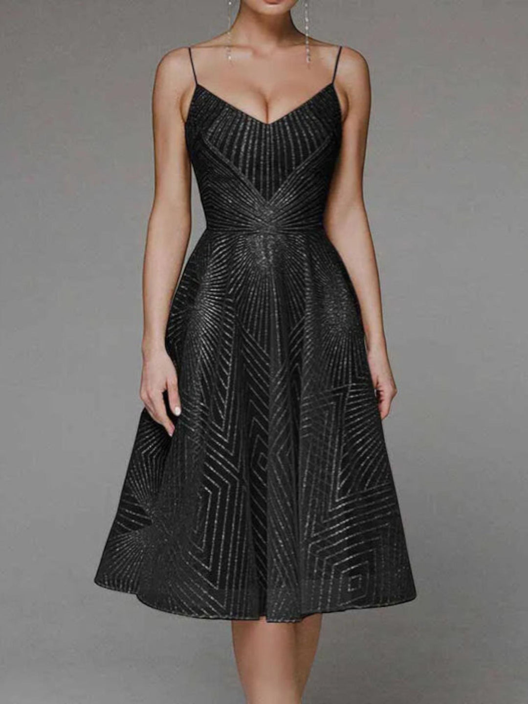 Sequin A-Line Midi Dress-Lunova Fashion