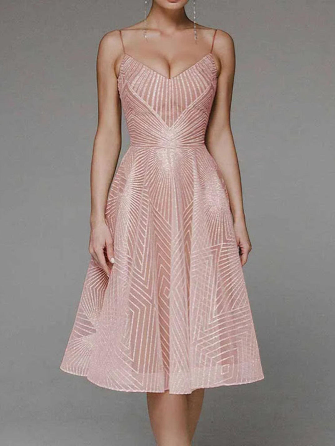 Sequin A-Line Midi Dress-Lunova Fashion