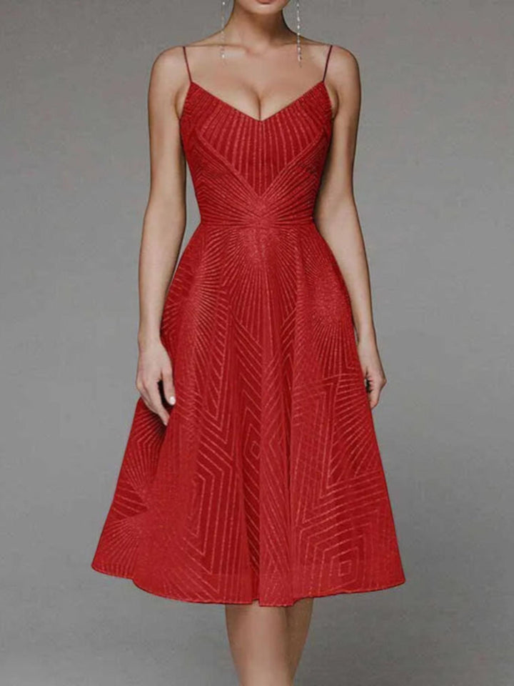 Sequin A-Line Midi Dress-Lunova Fashion