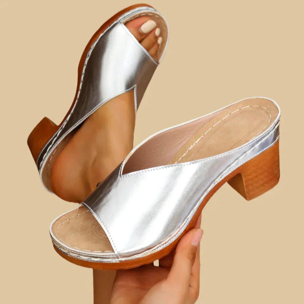 Shimmer Mule Heels with cushioned — view 2 | Lunova
