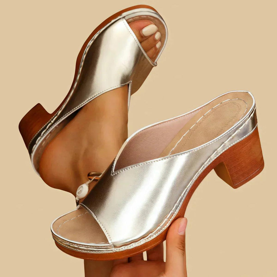 Shimmer Mule Heels with cushioned | Lunova