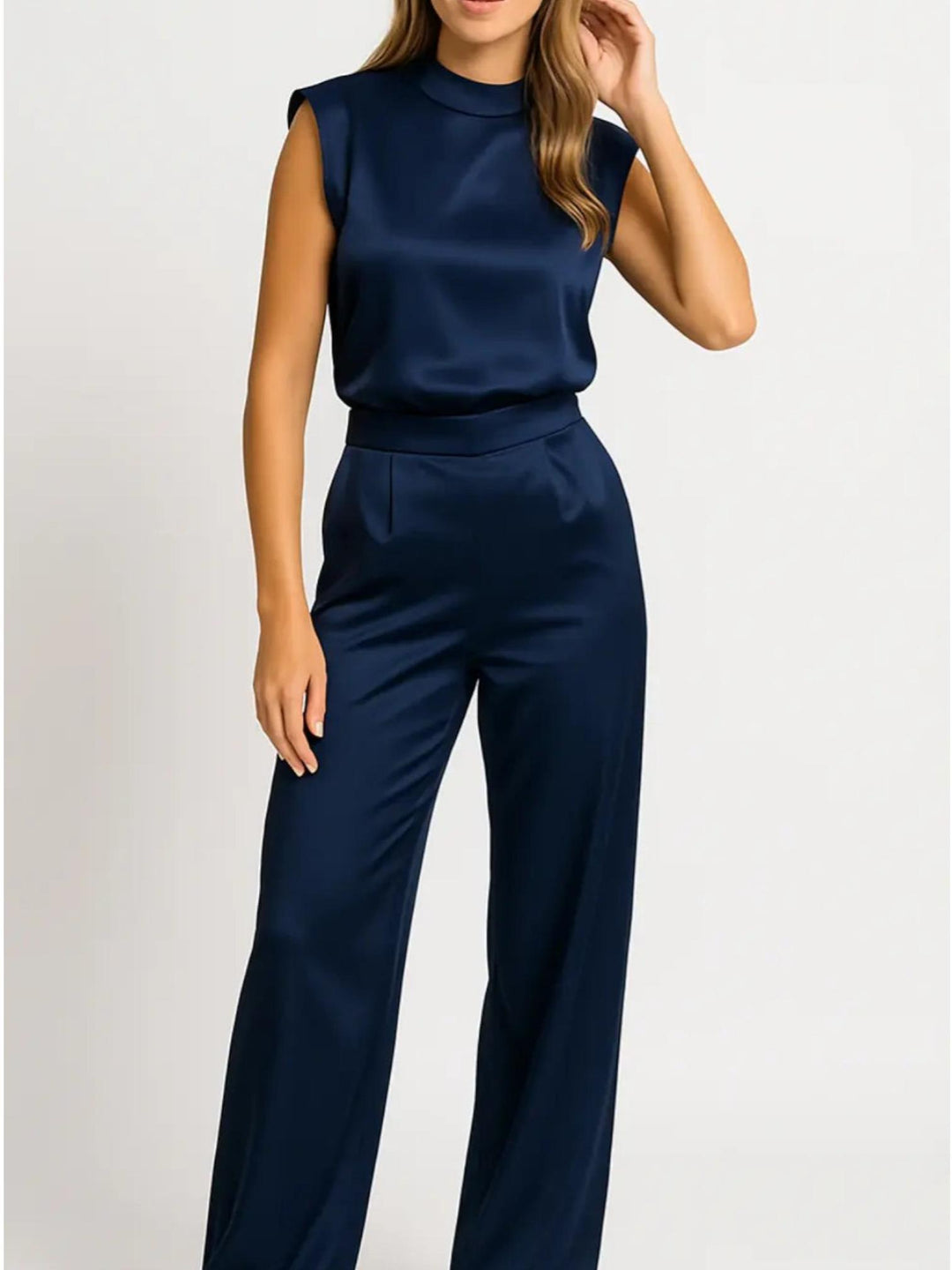 Shoulder Pad Jumpsuit-Lunova Fashion