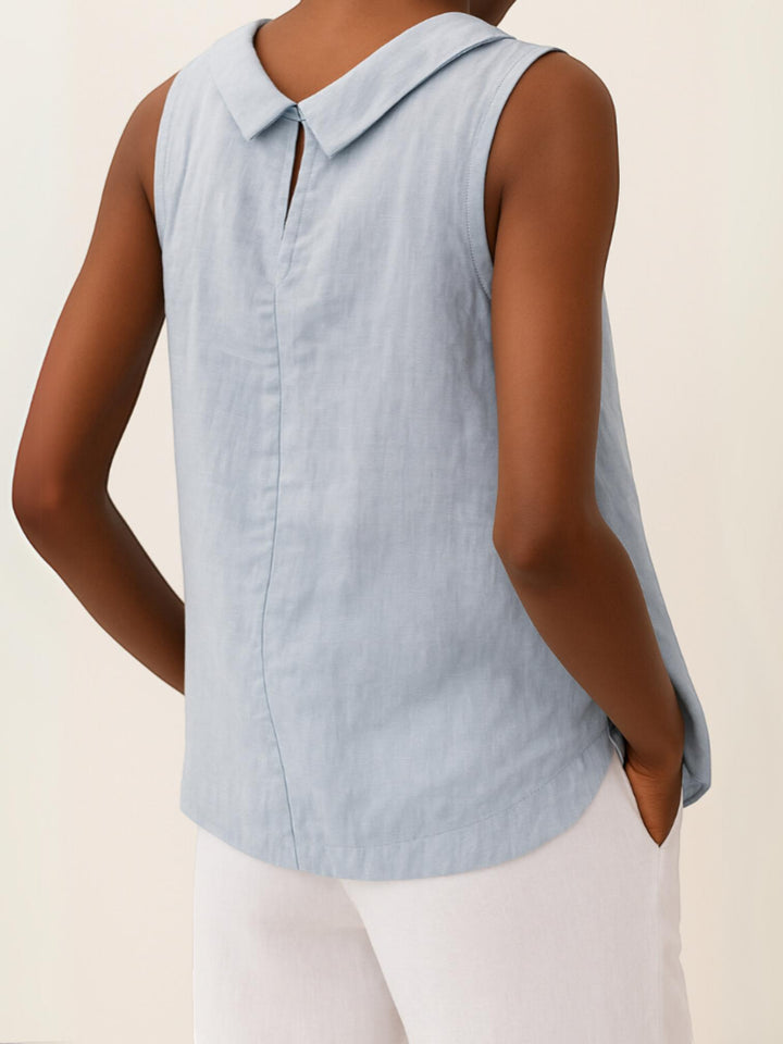 Sleeveless Roll Collar Top with relaxed, sleeveless, view 2