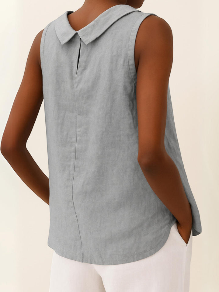 Sleeveless Roll Collar Top with relaxed, sleeveless, view 3