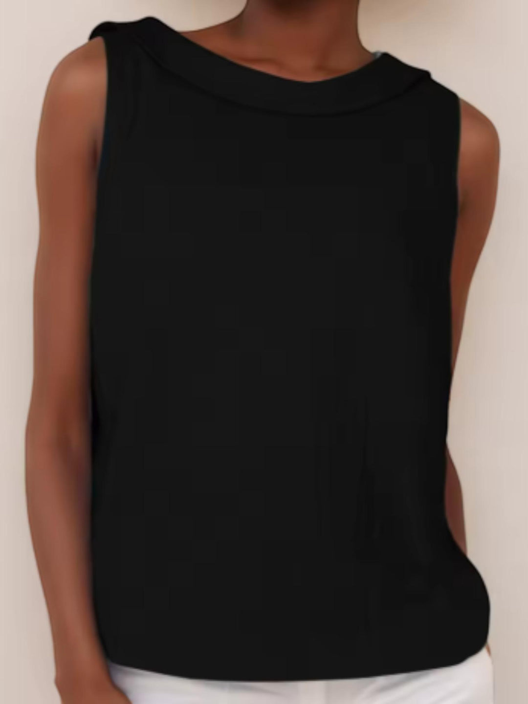 Sleeveless Roll Collar Top with relaxed, sleeveless, view 4