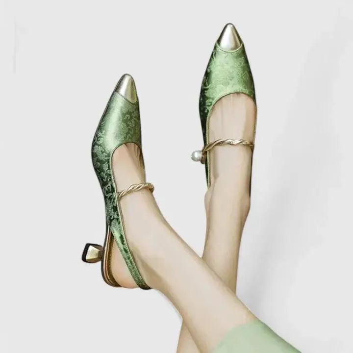 Slingback Pumps with floral print, view 3