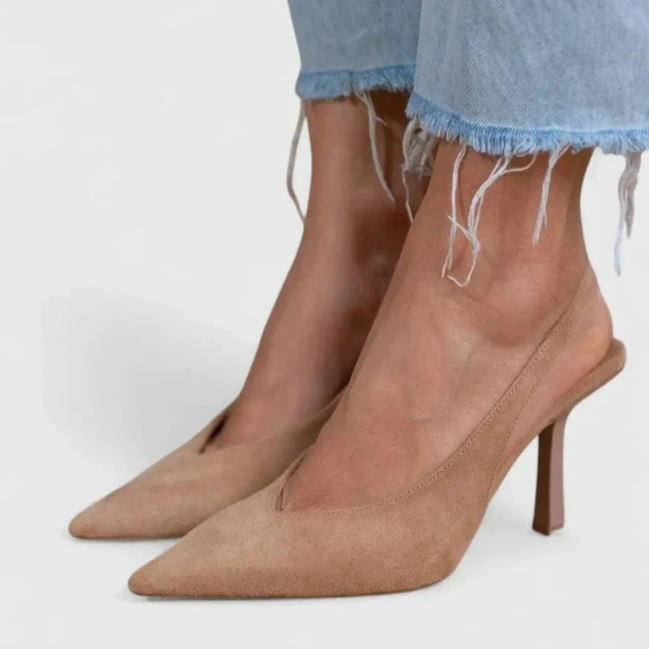 Apricot Slingback Stiletto Pumps with stiletto, cushioned