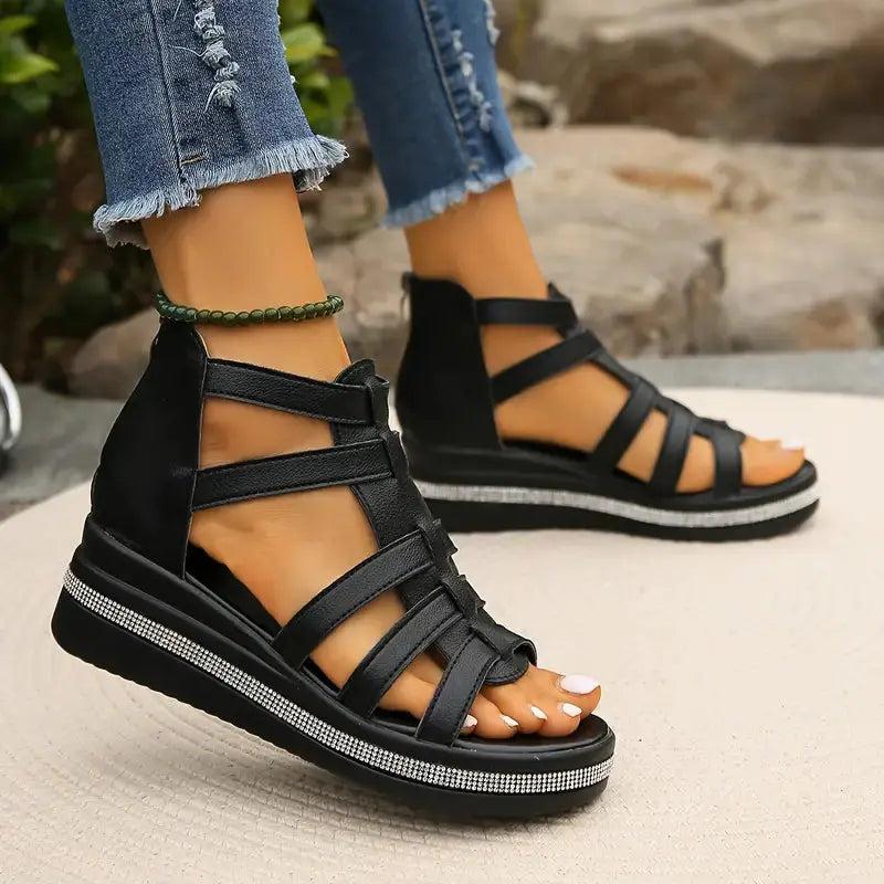 Strappy Platform Sandals-Lunova Fashion