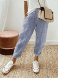 Light Blue Striped Relaxed Fit Trousers with drawstring, relaxed