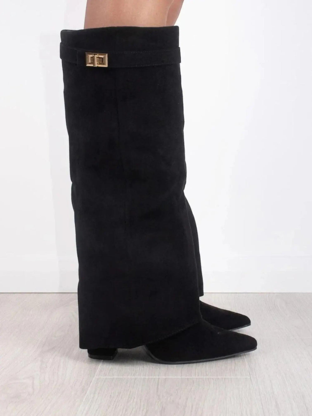Suede Shark Boots with flared — view 2 | Lunova