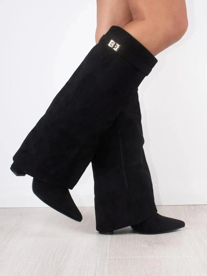 Suede Shark Boots with flared, view 3