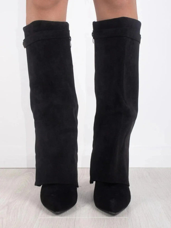 Suede Shark Boots with flared, view 4