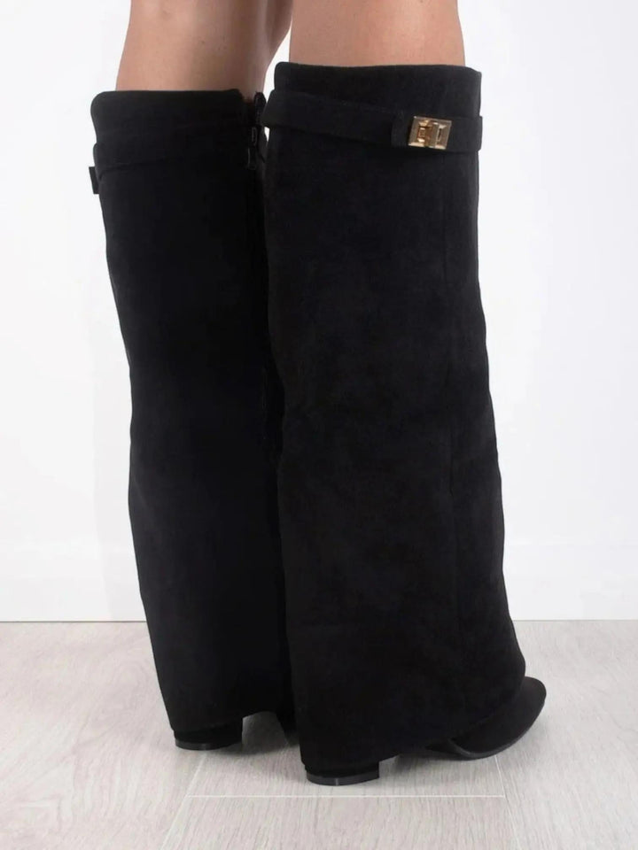 Suede Shark Boots with flared, view 5