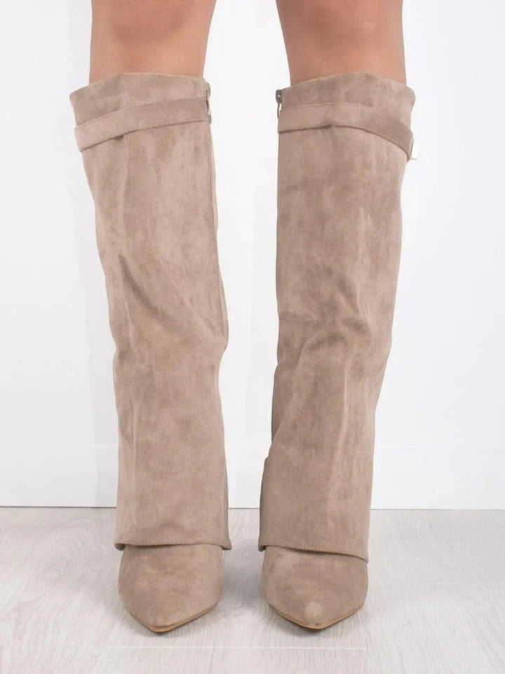Suede Shark Boots with flared, view 6