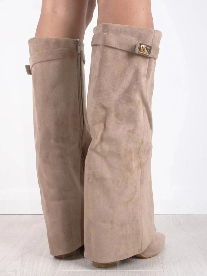 Suede Shark Boots with flared, view 7