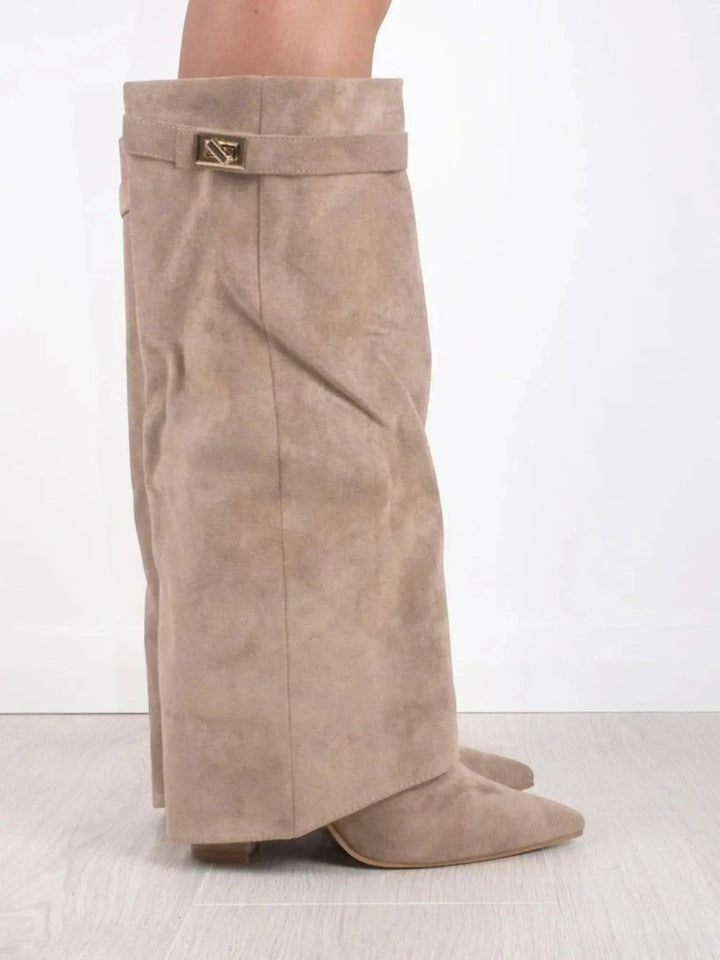 Suede Shark Boots with flared, view 8