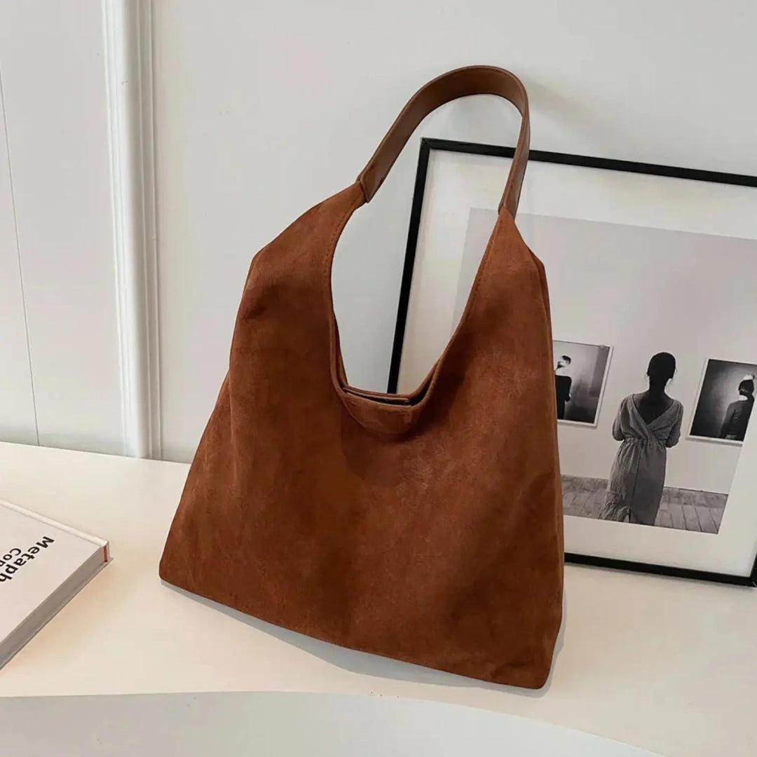 Brown Suede Shoulder Bag | Lunova